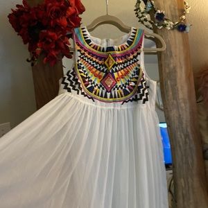 NWOT Boutique Embroidered Sheer Maxi Goddess Dress Size Small